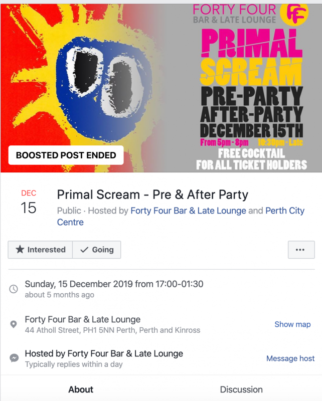 Forty Four Bar Primal Scream Event