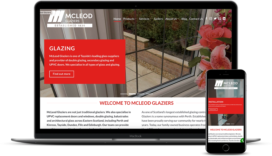 McLeod Glaziers new website by AJD Digital